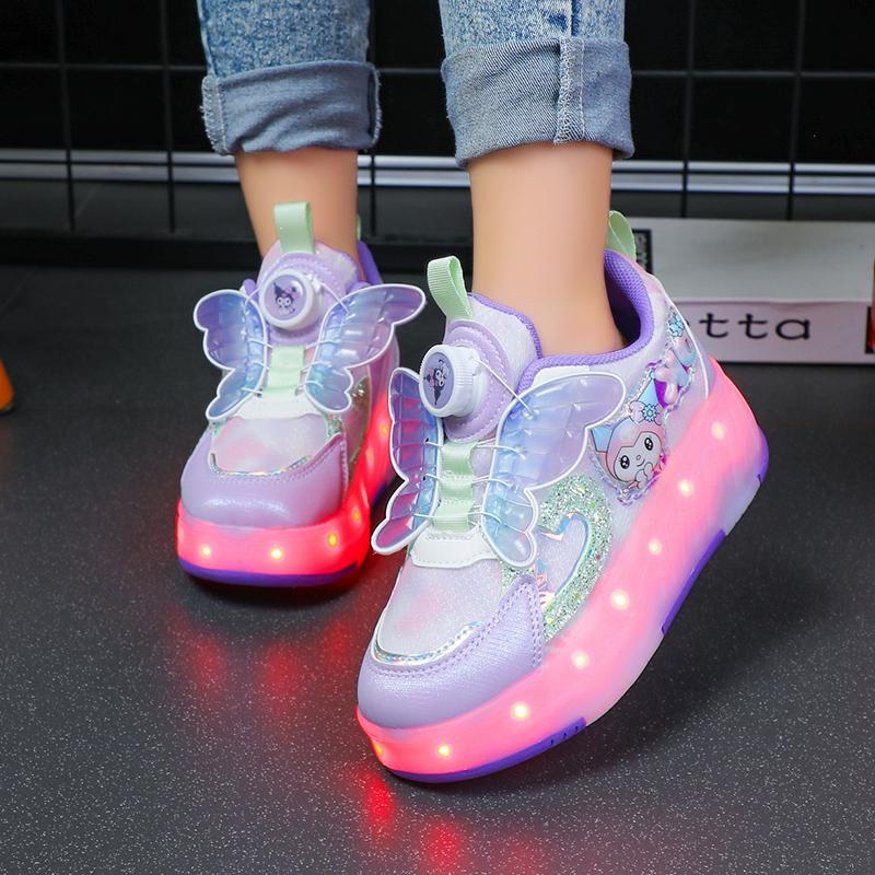 Sapatos de Caminhada Invisíveis de Quatro Rodas Recarregáveis por USB para Meninos e Meninas