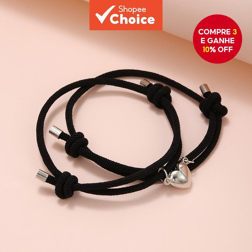 Conjunto De Pulseiras De Casal Combinando – Minimalistas De Liga Metálica Com Elos Magnéticos Para Casais/BFFs em Oferta na Shopee