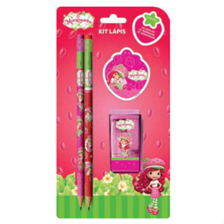 Kit Moranguinho 2 Lápis HB+ Borracha+Apontador Material Escolar Sky Paper em Oferta na Shopee