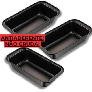 KIT 3 Forma De Pão E Bolo Antiaderente Retangular Aço Carbono Bolo Inglês Forno e Airfryer