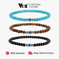 Pulseira Vnox Evil Eye 6 Mm Com Contas Para Mulheres , Homens , Aniversário , Presente De Natal