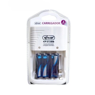 Kit Carregador De Pilha Recarregável Alta Eficiência com 4 Pilhas AAA Inclusas Compatível AA,AAA,9V em Oferta na Shopee