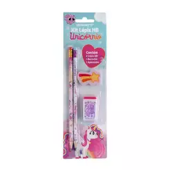 Kit Lápis Hb Unicórnio - 2 Lapis/Apontador/Borracha Leo&Leo Leonora - 10544
