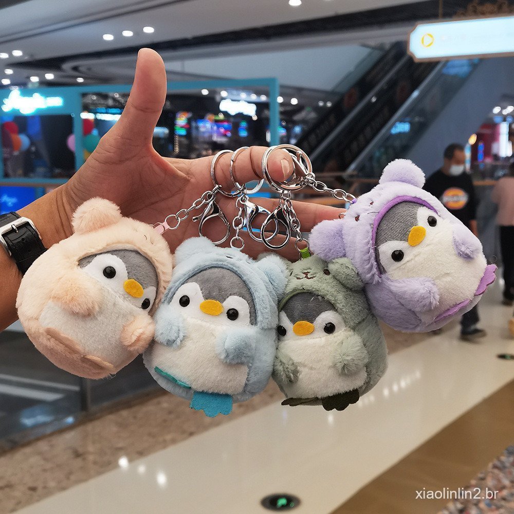 Desenho Animado Pingente Pinguim Japonês Boneca De Pelúcia Porta-Chaves Bolsa Chaveiro