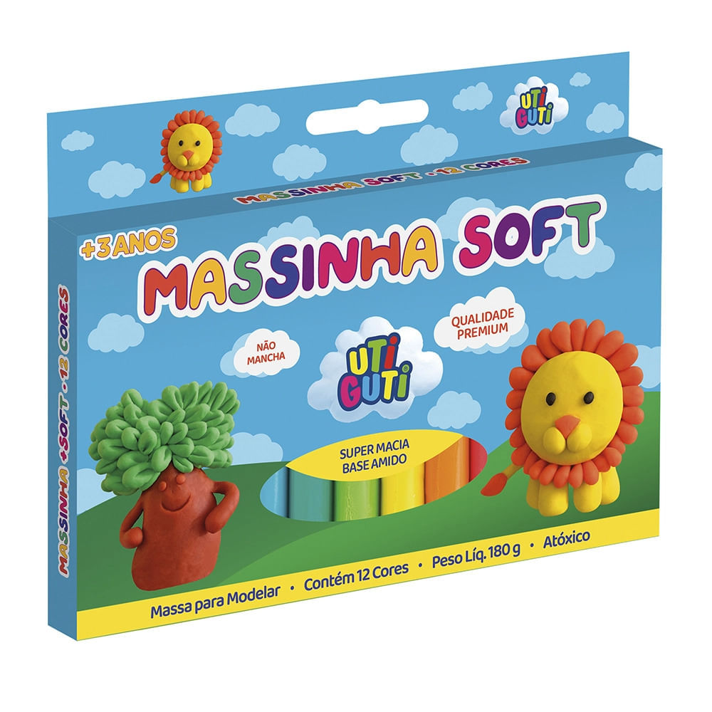 Massa de Modelar Canson Soft Utiguti Base de Amido com 12 Cores 180g em Oferta na Shopee