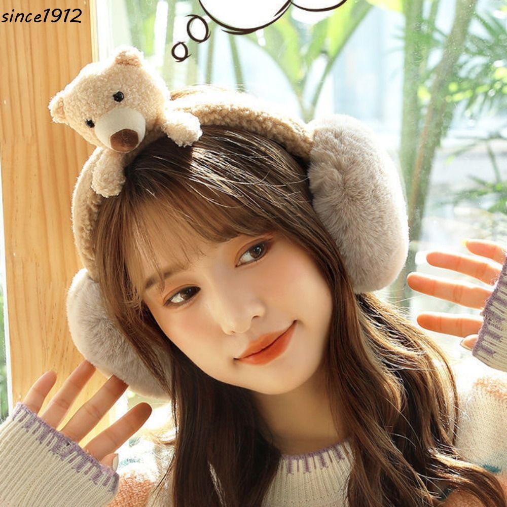 SINCE Cartoon Earmuff Macio Inverno Engraçado Para Crianças Animal De Pelúcia Feminino Orelha Aba