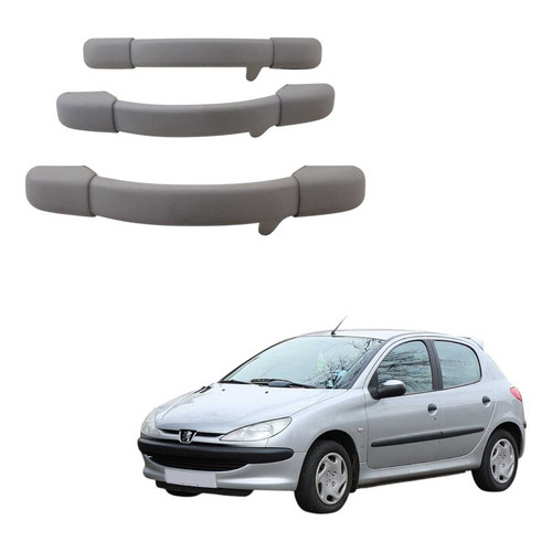 Jogo Alça Teto Peugeot 206 207 C3 2005 2013 Cinza