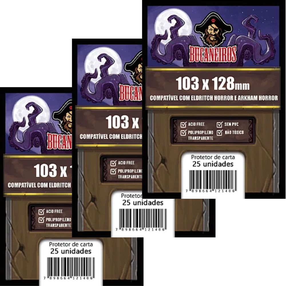 Sleeve Eldritch Horror Arkham Horror Fury Of Drácula Insolável The Witcher Old World 103x128mm Bucaneiros 75 Unids