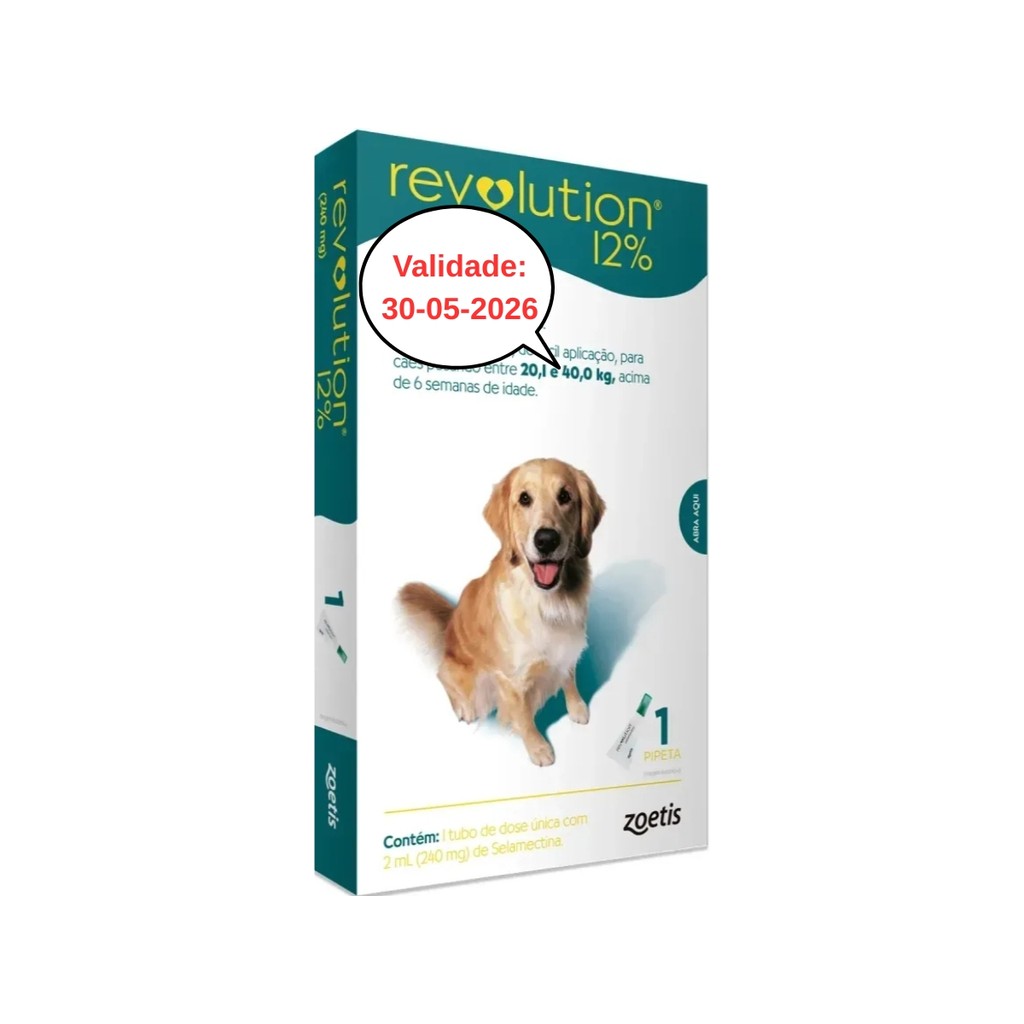 Antipulgas Revolution CÃES 20,1 A 40,0kg - 1 Pipeta - Zoetis em Oferta na Shopee