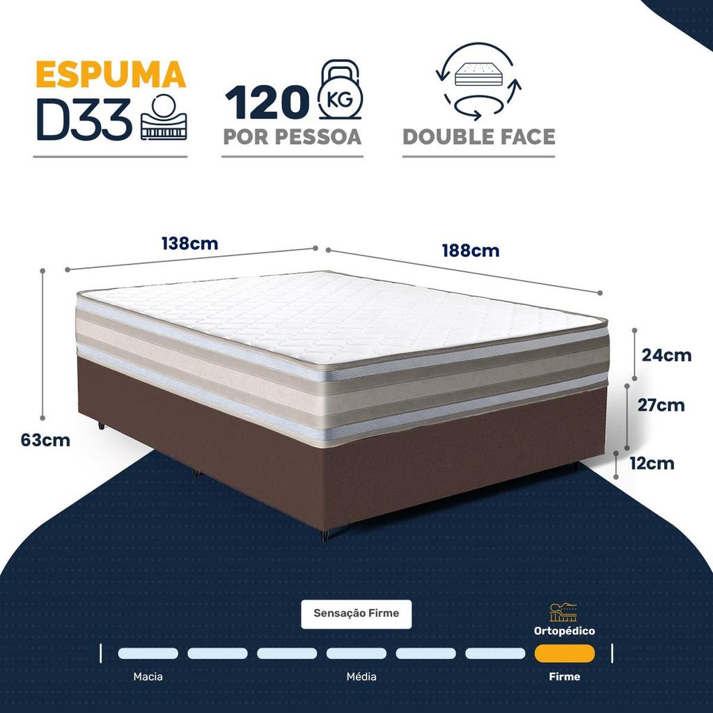 Cama Box com Colchão de Espuma D33 Double Face Territory Hellen Casal 138cm · foto 2