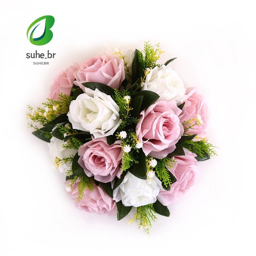 Flores De Simulação SFBSF , Mão Segurando Flor De Rosa Artificial , Bola De Tecido De Poliéster