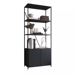 Estante Industrial 2 Portas PlacaEPonto SW017 MDP Preto 180cm