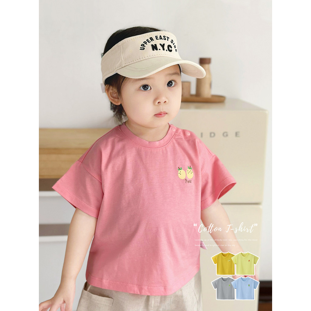 Crianças camiseta de manga curta verão leve puro algodão dopamina impressão simples bebê manga curta camiseta superior