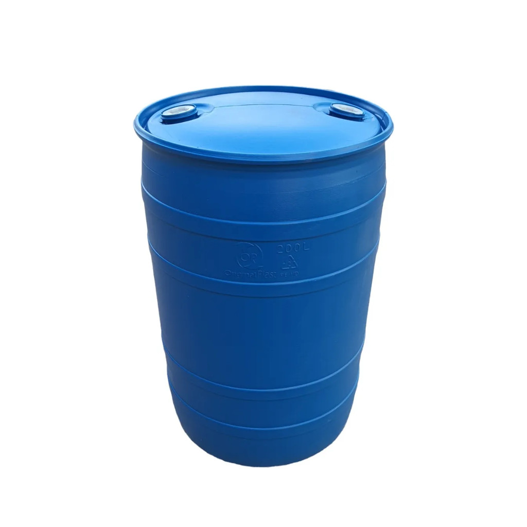 Bombona Tambor 200 Litros Azul Reuso Higienizada Tampa Fixa Galão Armazenagem Grãos