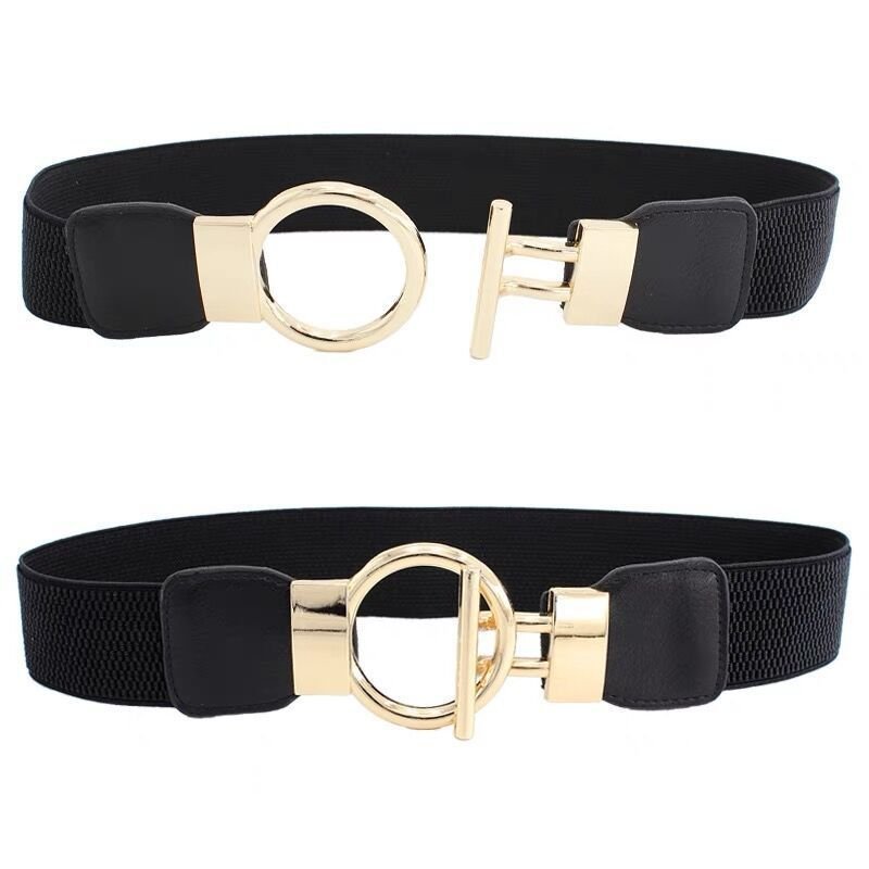 Cinto Elástico Largo para Mulheres, Cinto Decorativo para Vestidos, Cinto Simples e Versátil com Fivela para Todas as Es