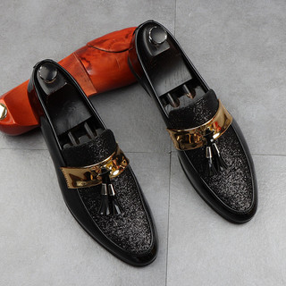 Primavera borla sapatos de couro masculino High-End sentido britânico versão coreana apontou Toe deslizamento em ervilha