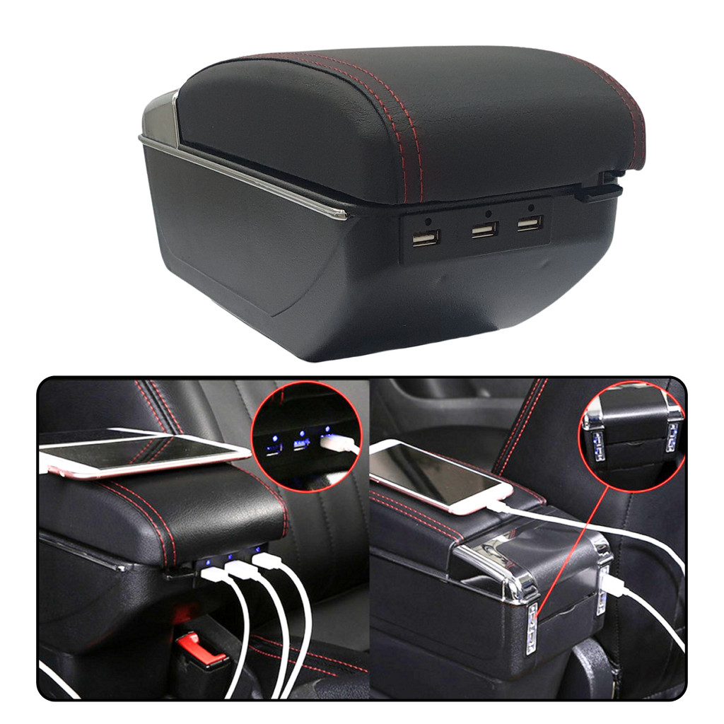 Console Apoio Universal Carro Entrada Usb Preto Vermelho