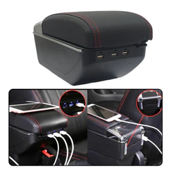 Console Apoio Universal Carro Entrada Usb Preto Vermelho