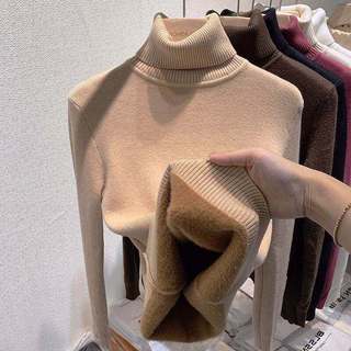Suéter Feminino De Gola Alta , Forro De Veludo Grosso , Top De Malha Quente , Outono Inverno Pelúcia , Pulôver Casual
