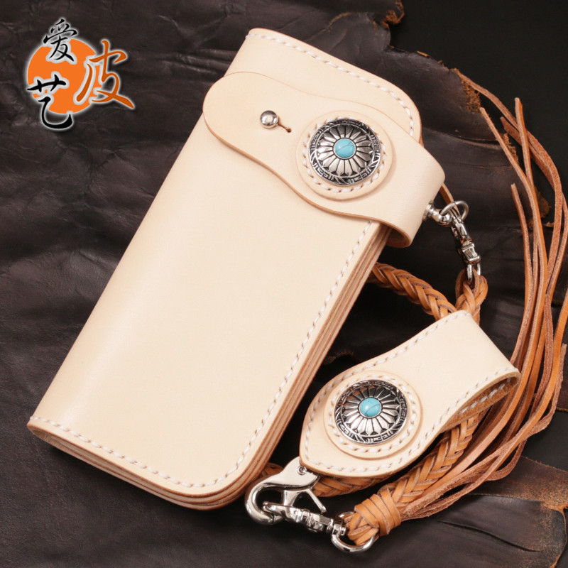 Super Clássico!Importado primeira camada de couro artesanal carteira masculina longa fortuna pano Retro couro importado 