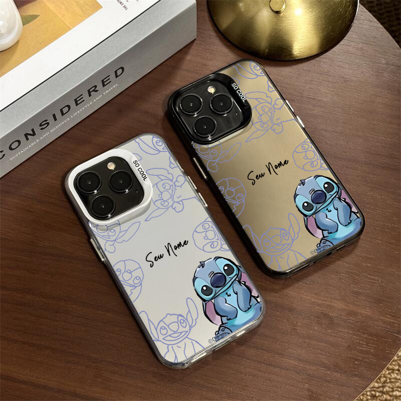 Capinha personalizada Com Nome Stitch Para Samsung A05S A14 A15 A16 A17 A32 A55 Capa de celular anti impacto