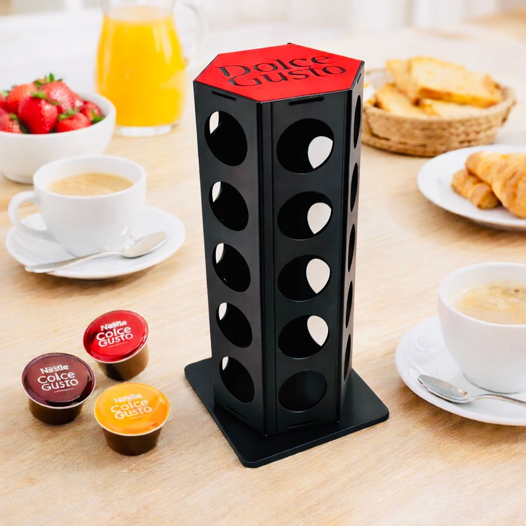 Porta Cápsulas de Café Cor Preto Para 30 Cápsulas