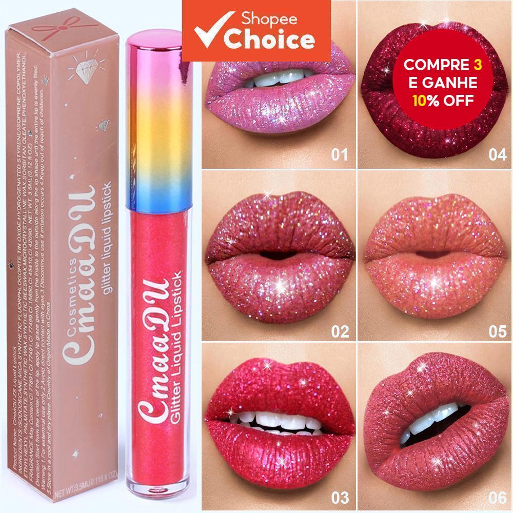 CmaaDu 1 Pcs Glitter Lip Gloss Batom De Longa Duração À Prova D'água Que Não Desbota Presente Perfeito Para Iniciantes