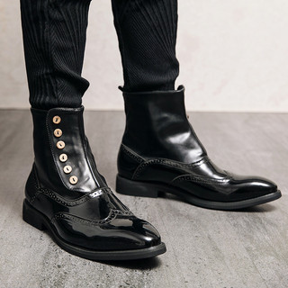 Estilo britânico Chelsea botas cavaleiro botas Retro Martin botas de couro patente botas de couro de alta qualidade infl