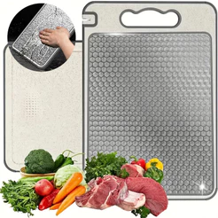 Tábua de Corte Cortar Carne Placa Dupla Face Higiênica com Afiador e Alça em Aço Inox e PP