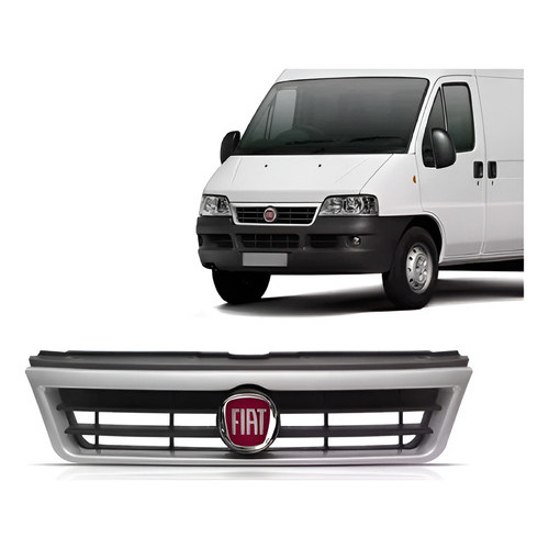 Grade Frontal Ducato 2004/2013 Preta C-friso Prata E Emblema