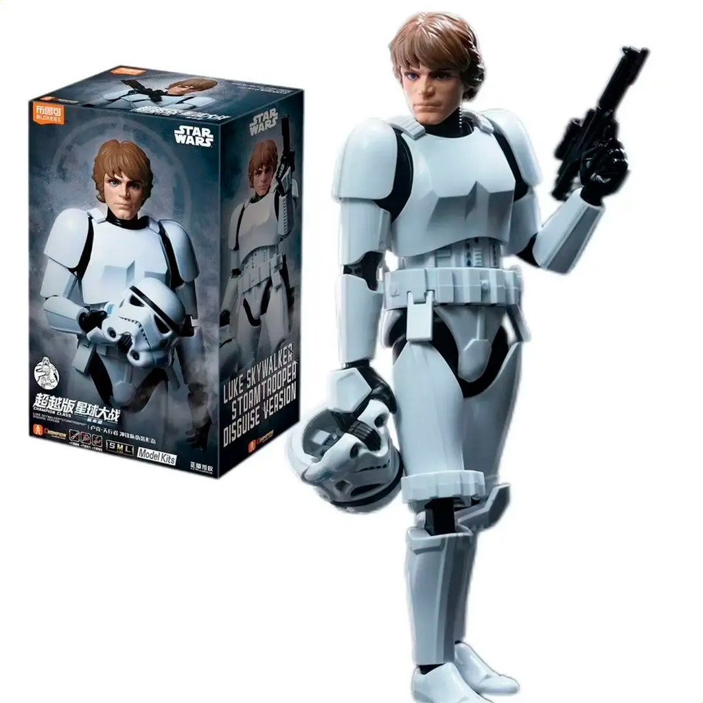 Boneco Articulado Montável Blokees Star Wars Champion Luke Skywalker Stormtrooper Disguise Model Kit