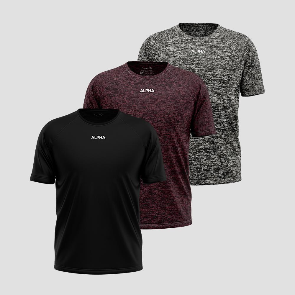 Kit 3 Camisetas Dry Alpha Co Masculina