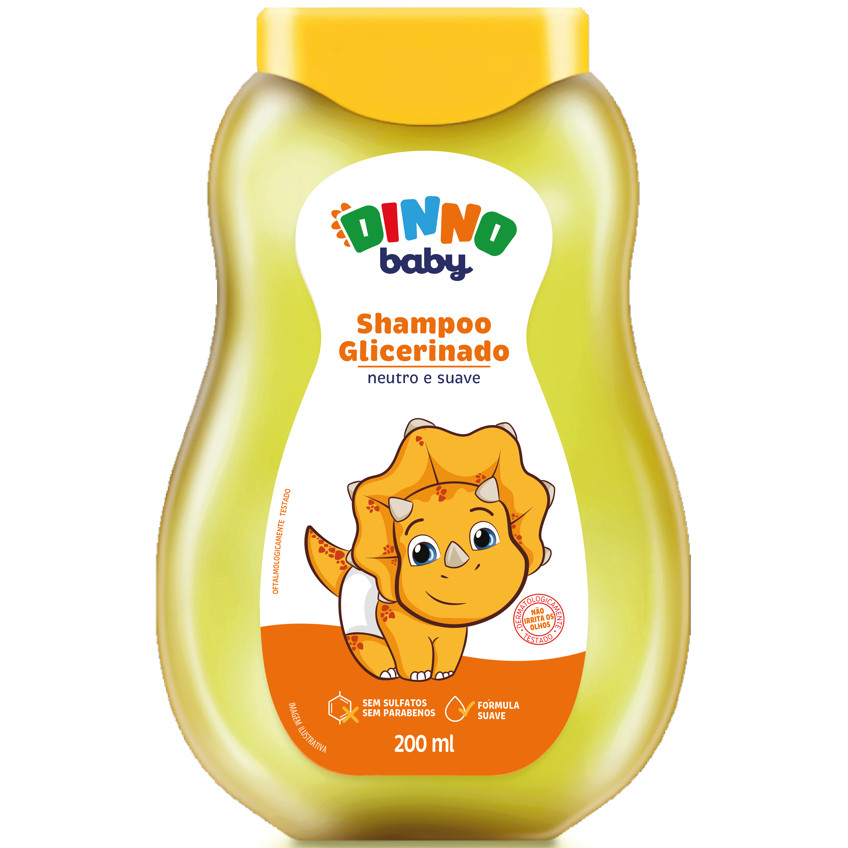 Shampoo Glicerinado Dinno Baby 200mL – Neutro, Suave e Sem Lágrimas