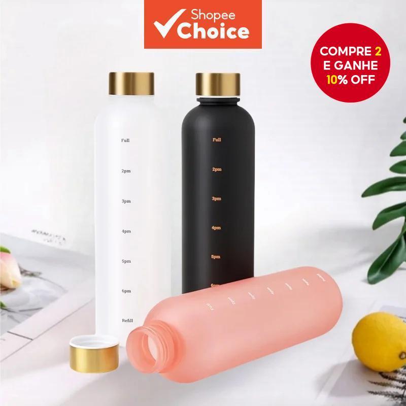 1L Garrafa Reutilizável Motivacional 32 OZ Fitness Esportes Viagem BPA Plástico Fosco