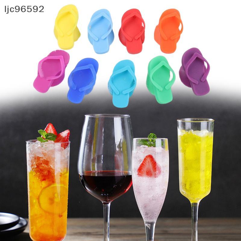 [ljc] 9 Pçs/Set Chinelos De Silicone Encantos De Copo De Vinho Marcadores Coquetels De Festa Bebendo Sinal Identificador