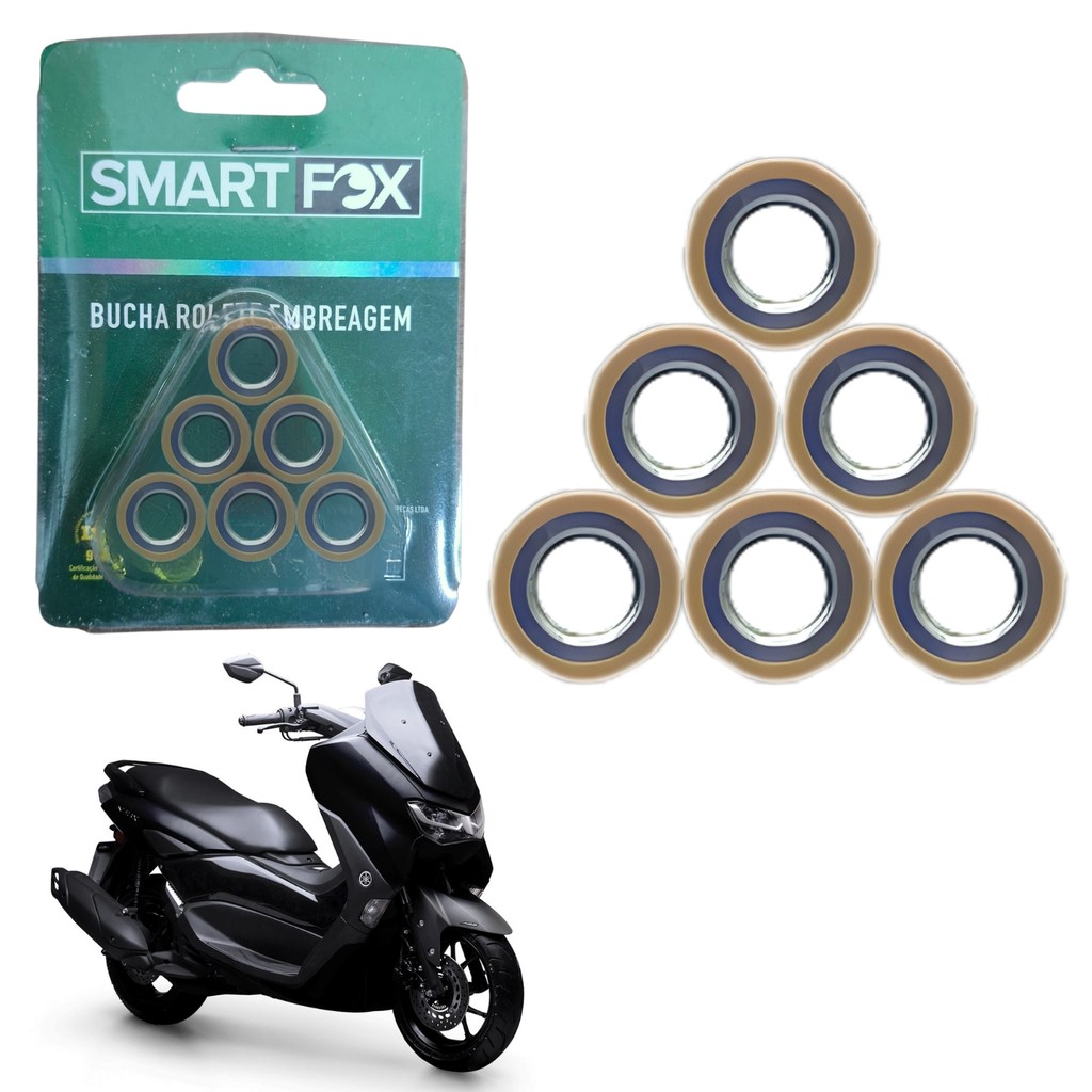 KIT 6 BUCHA ROLETE CONTRAPESO EMBREAGEM SMARTFOX YAMAHA NMAX 160 2017-2022