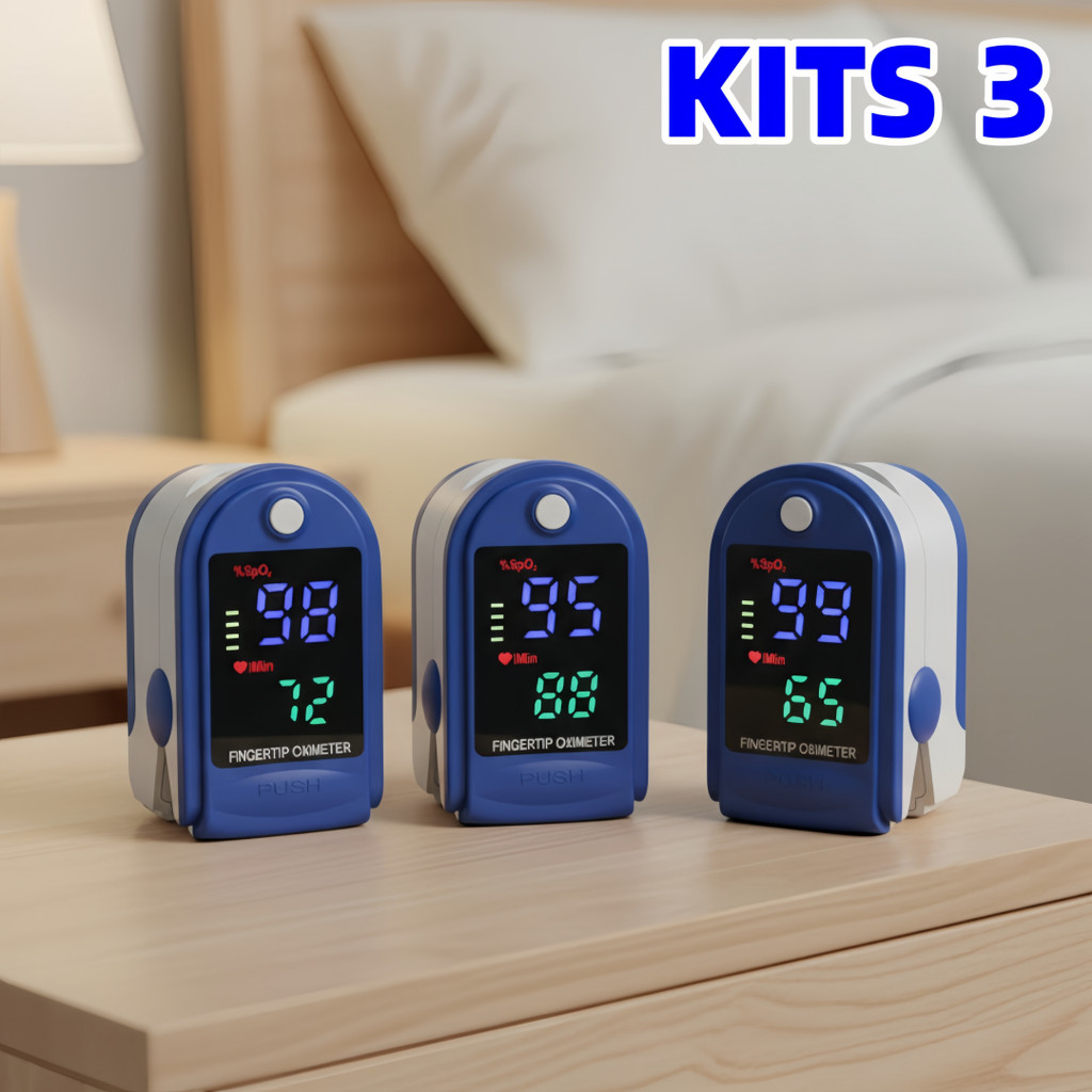Kits 3 Oxímetro Portátil Infantil com Tela LED Fácil de Usar