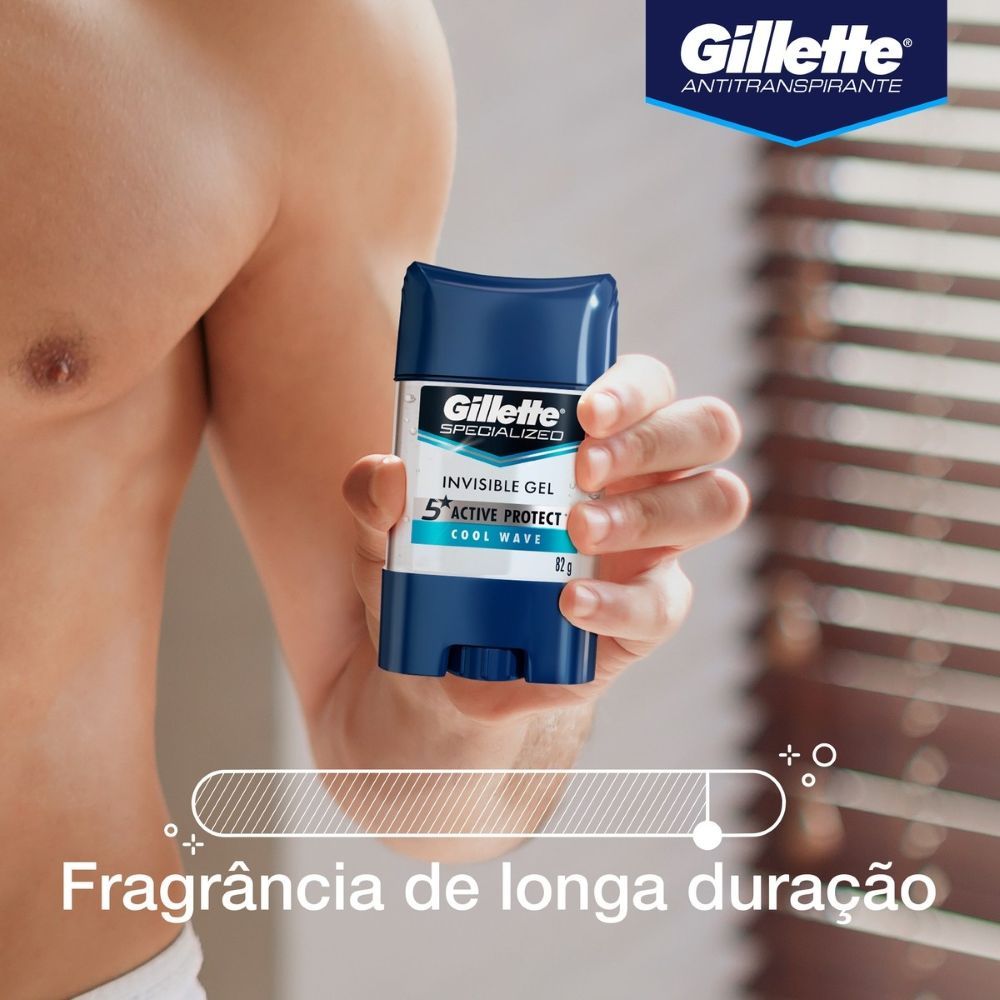 Detalhes do Desodorante Gel Antitranspirante Gillette Cool Wave Stick 82g