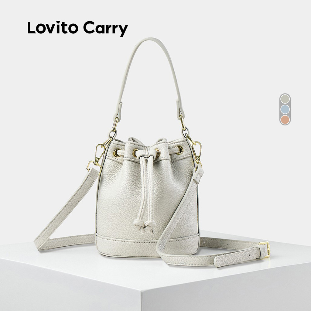 (Lovito Carry) Bolsa de Ombro Pequena Casual com Cordão para Mulheres LR15E140 em Oferta na Shopee