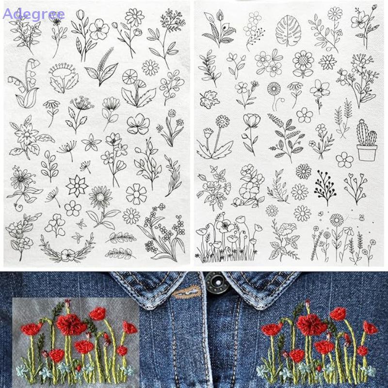 Adegree 2 Folhas Solúvel Em Água Tecido Não Impresso Estabilizador Bordado Padrões Adesivo Bordar Papel Lavar Moldes De 