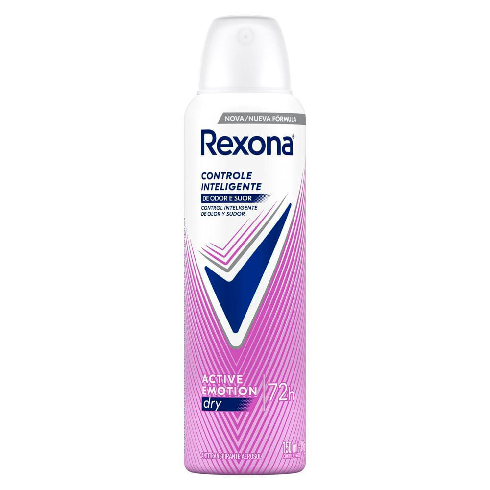 Kit 2 Desodorante Rexona Aerosol Controle Inteligente de Odor e Suor Active Emotion Dry 72h Antitranspirante 150ml