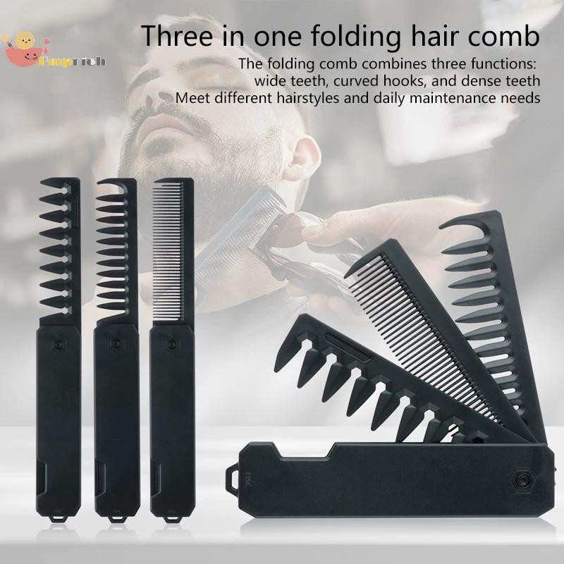 EMCH > Profissional 3 Em 1 Bolso Dobrável Dente Largo Óleo Headb Barba Barbeiro Máquina De Cortar Cabelo Salão De Beleza