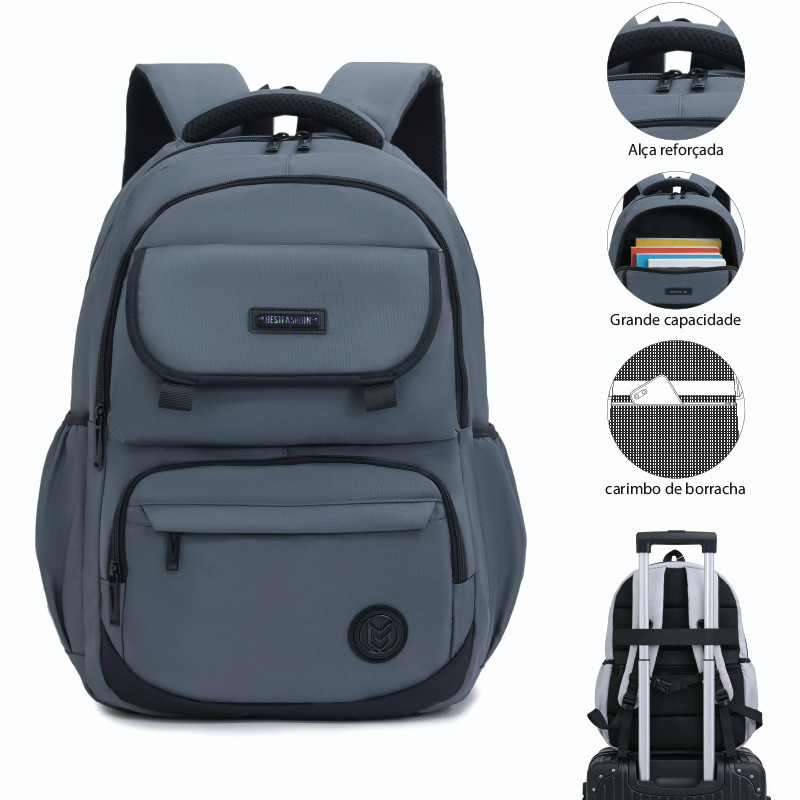 Mochila para homens, nylon impermeável e reforçado, pode conter notebook de 15 polegadas