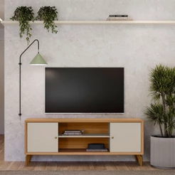Rack para TV Até 70 Polegadas Porto 2 Portas Jequitiba/Off White Fosco - Linea Brasil