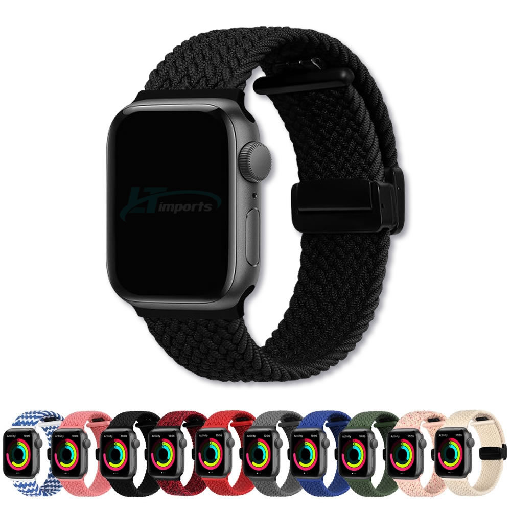 Pulseira Nylon Trançada LTimports P/ Apple Watch 46mm 11/10 45mm 9/8/7 44mm 6/5/4/SE 42mm 3/2/1 e Watch Ultra 49mm