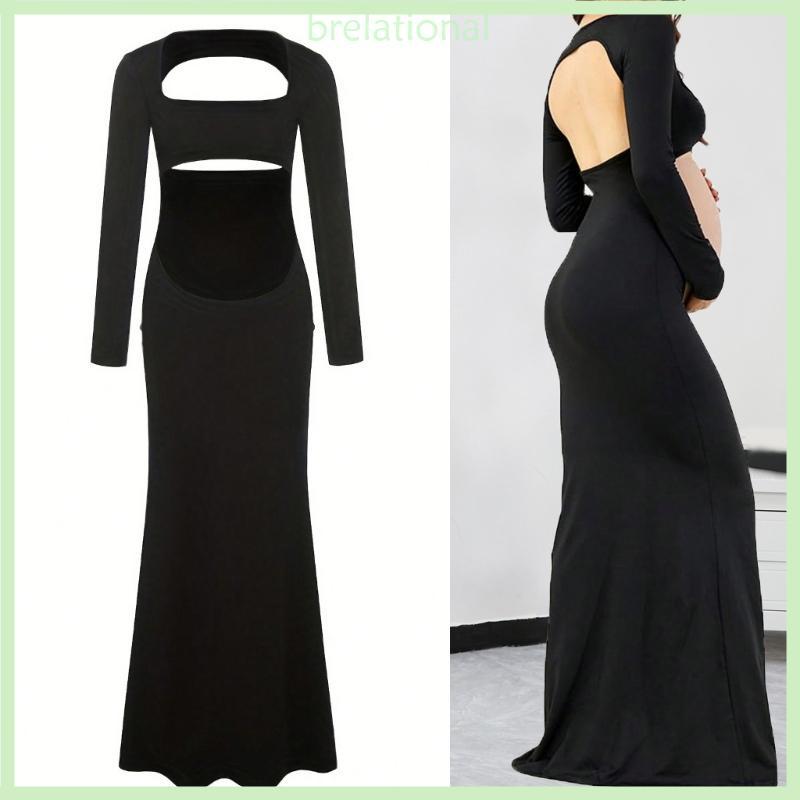 R Vestido Elástico Para Maternidade , Elegante , Cauda De Peixe , Sessão De Fotos , Recorte Traseiro , Abertura Da Barri
