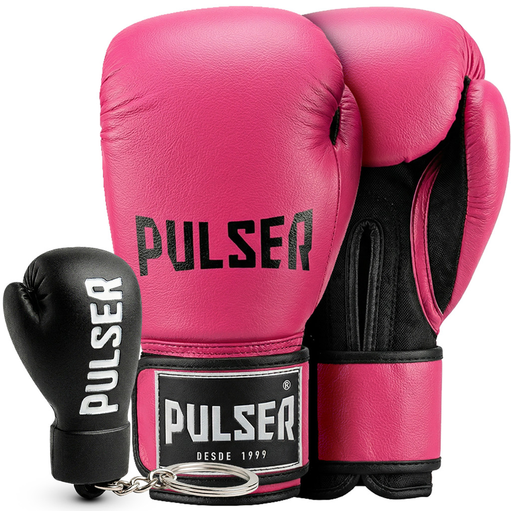 Kit - 1x LUVAS ADOMA MICROFIBRA 12OZ ROSA + 1x CHAVEIRO PULSER PRETO ESC BRANCA