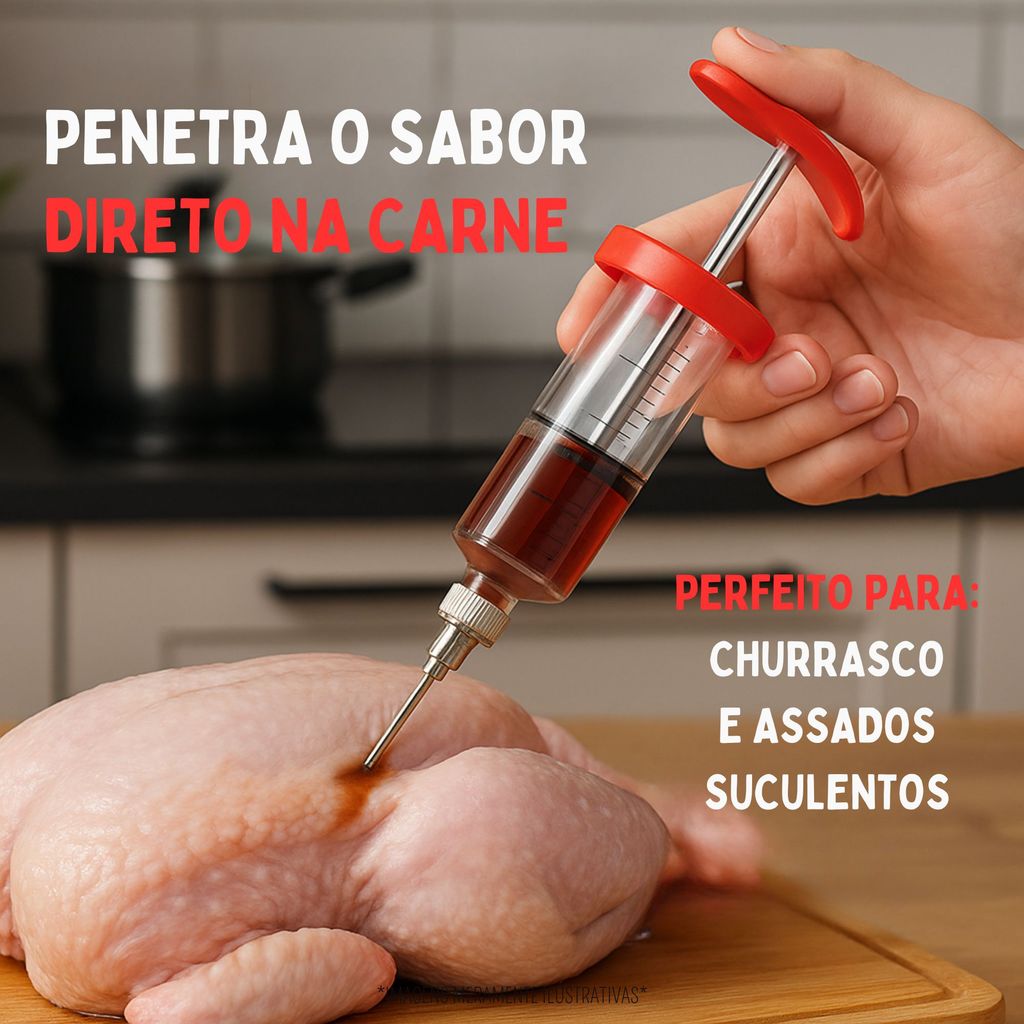 Seringa Injetora de Temperos de 30ml Para Carne, Frango, Churrasco, Marinada
