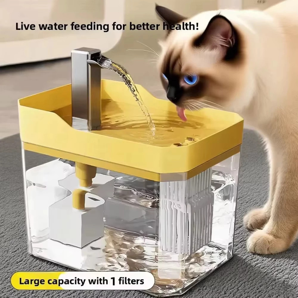 Fonte de água para gatos com filtro automático e bomba de água