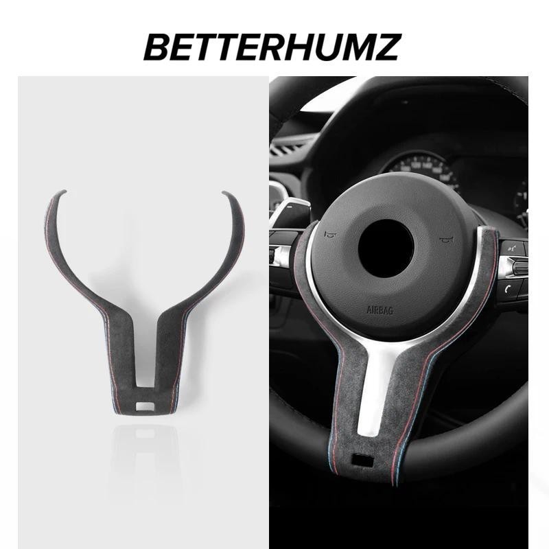 Para BMW F20 F21 F30 F31 F32 F34 F48 Série 1 2 3 4 X1 Feito De Alcântara Envoltório Volante Guarnição Tira Acessórios In